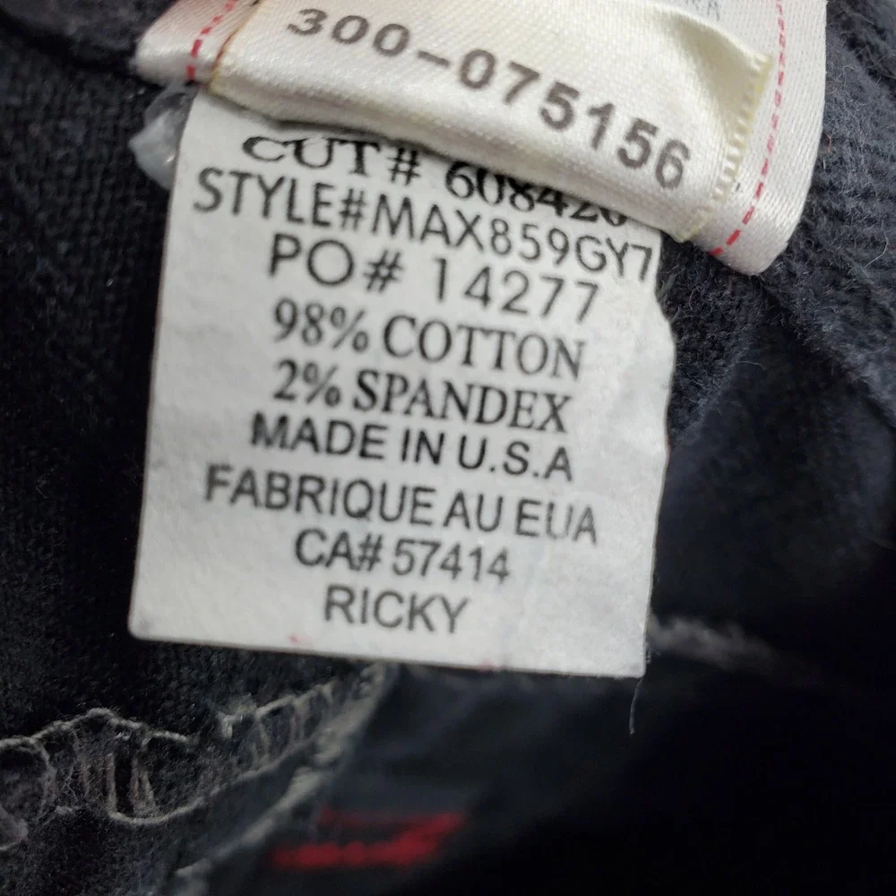 True Religion Ricky Super T Mens 42 Black Jeans Red Contrast Stitch‎ Made in USA
